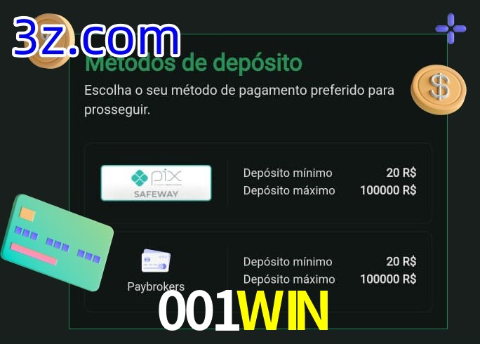 O cassino 001WIN oferece uma grande variedade de métodos de pagamento